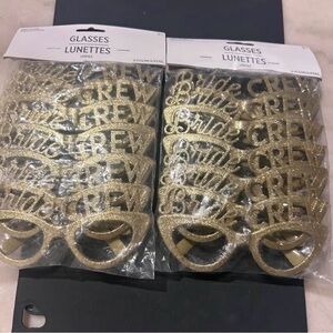 Glamorous Bride Crew Gold Glitter glasses